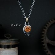 大きな石のネックレス/オレンジ